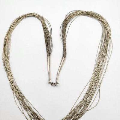 24" Vintage Liquid Silver Multi-strand Necklace Sterling 30.3gr