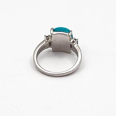 Robin's Egg Turquoise & Tourmaline Silver Ring Size 6