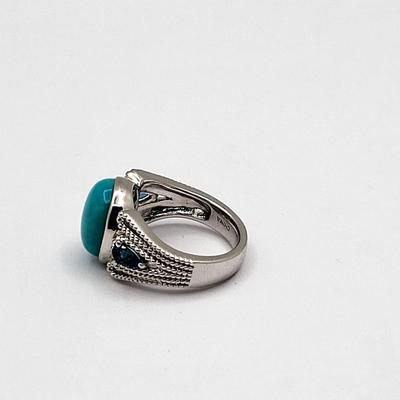 Robin's Egg Turquoise & Topaz Silver Ring Size 5