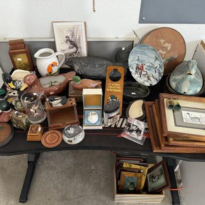 Duck decor, pictures, and table