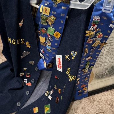 Vests with Military Convention Pins and Naval Academy graduation certificate