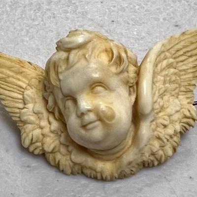 Antique Ivory Cherub Brooch