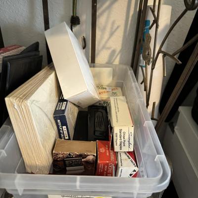 Office supplies, Printers, desk, lamp, chair