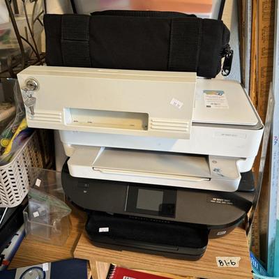 Office supplies, Printers, desk, lamp, chair