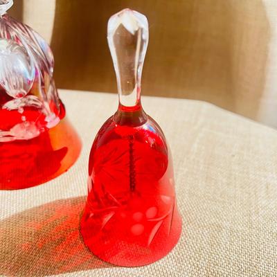 Vintage Ruby Red Collection Crystal Set 2 Dinner Bells 1 Perfume Decanter