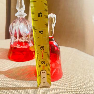 Vintage Ruby Red Collection Crystal Set 2 Dinner Bells 1 Perfume Decanter