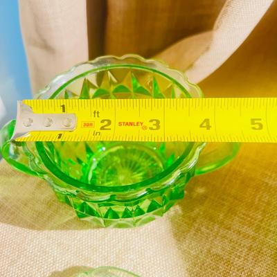 Green Glass Vintage Uranium Glass Set 8 Items