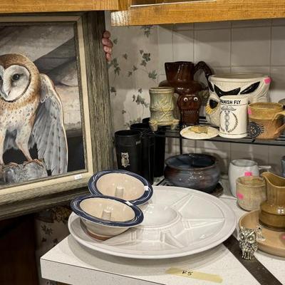 Owl Decor and pottery