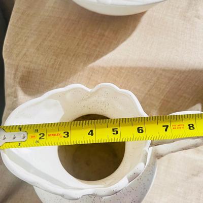 California Calif Pottery USA Grape White Pitcher & Basin Bowl Vintage