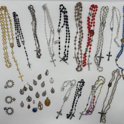 Beautiful Collection of Rosaries and Religious Pendants