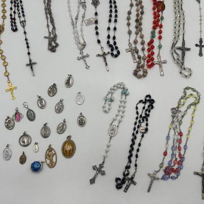 Beautiful Collection of Rosaries and Religious Pendants