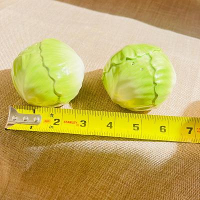 Mid Century Ceramic Cabbage Butter Dish Salt & Pepper Shaker