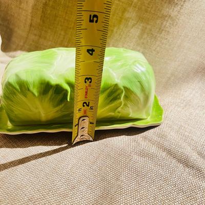 Mid Century Ceramic Cabbage Butter Dish Salt & Pepper Shaker