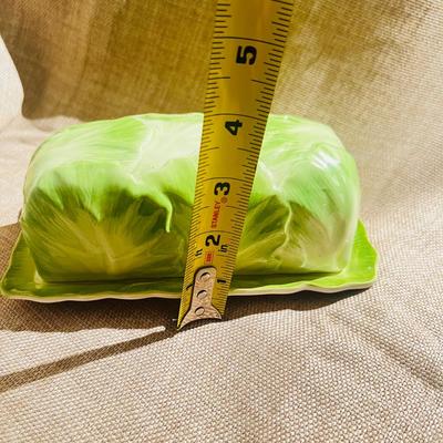 Mid Century Ceramic Cabbage Butter Dish Salt & Pepper Shaker