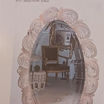 Large Scale Italian Baroque Style Painted Oval Mirror from A j. Robert Scott at Sally Sirkin Lewis Showroom