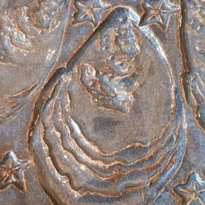 Blue Stoneware Oyster Plate by Elizabeth Annapolis Pottery
