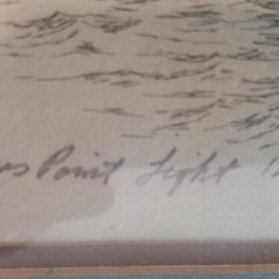 Artist signed Martin Barry Framed Matted Watercolor Thomas Point Lighthouse