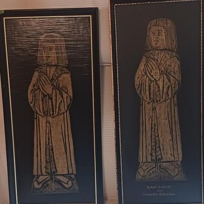 Set of Two Richard Beuforest Dorchester Abbey Brass Rubbings
