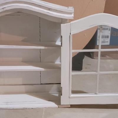 Shabby Chic Rustic Farmhouse White Wall Curio Medicine Cabinet Cupboard