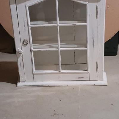 Shabby Chic Rustic Farmhouse White Wall Curio Medicine Cabinet Cupboard