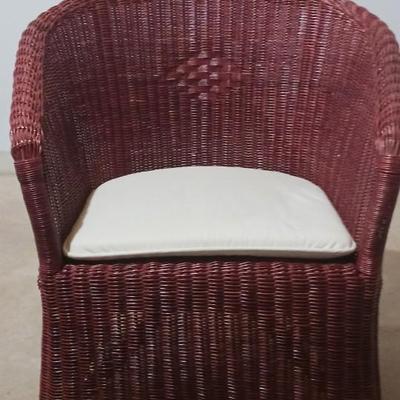 Brick Red Raton Chair with White Padded Seat