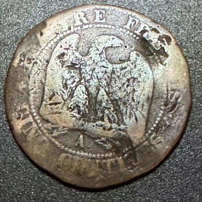 1855 Napoleon lii Empereur Empire Francais Cino Centimes