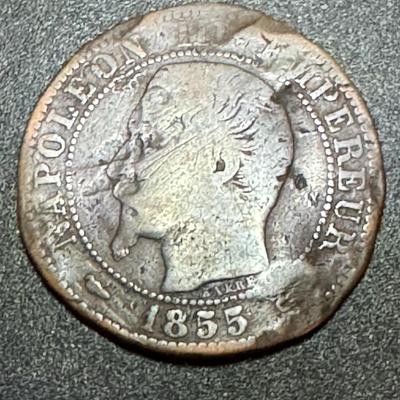 1855 Napoleon lii Empereur Empire Francais Cino Centimes