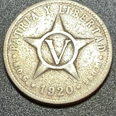 1920 Patria Libertad Republica De Cuba Cinco Centavos