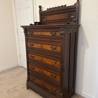 Antique Victorian Walnut Lockside (See Description)
