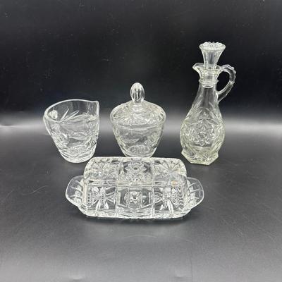 Anchor Hocking Creamer, Sugar, Oil & Butter Dish