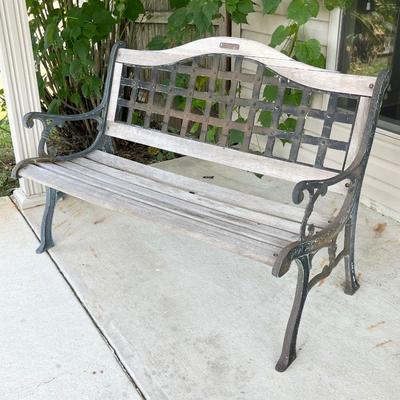 BERKLEY FORGE #1 ~ Wood With Metal Patchwork Pattern Park Bench