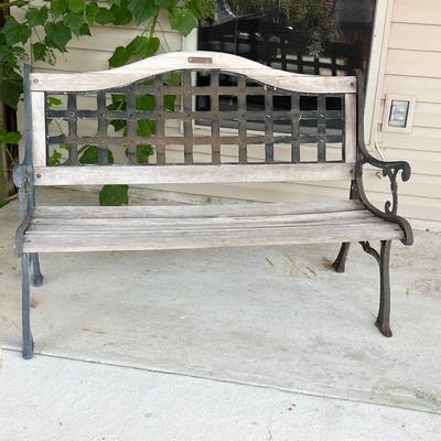 BERKLEY FORGE #1 ~ Wood With Metal Patchwork Pattern Park Bench