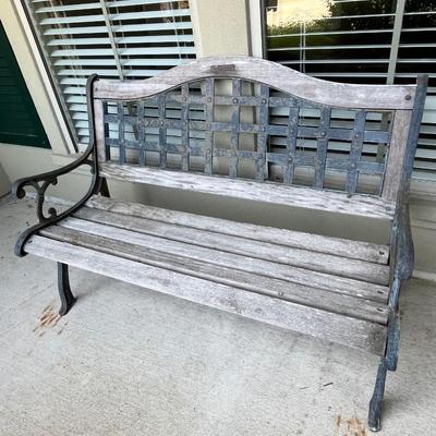 BERKLEY FORGE #2 ~ Wood With Metal Patchwork Design Park Bench