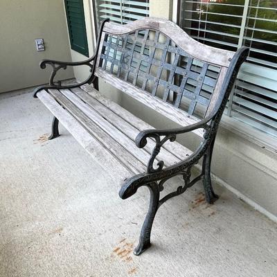 BERKLEY FORGE #2 ~ Wood With Metal Patchwork Design Park Bench