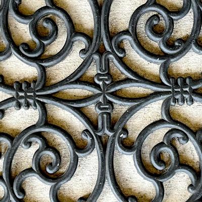 Half Circle Black Rubber Scroll Design Doormat