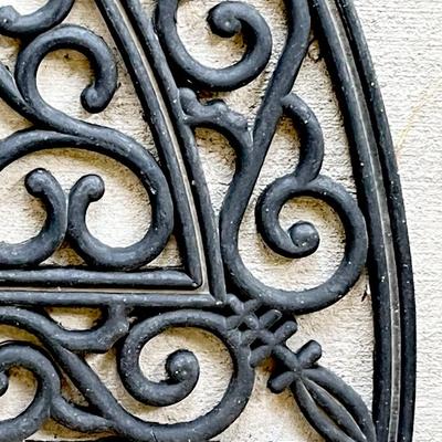 Half Circle Black Rubber Scroll Design Doormat