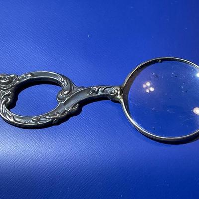 Antique Scarce Sterling Silver Magnifying Glass Pendant in VG Preowned Condition as Pic'd.