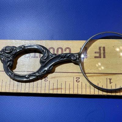 Antique Scarce Sterling Silver Magnifying Glass Pendant in VG Preowned Condition as Pic'd.