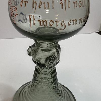 Vintage Set of 6 German Wine Goblets with Different Sayings in VG Preowned Condition.