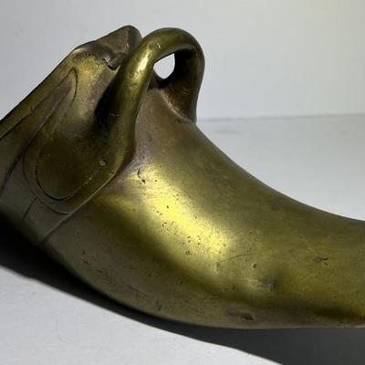 Antique Scarce 19th Century Brass/Bronze Horse Riding Shoe Stirrup 9" Long in Good Preowned Condition as Pictured.