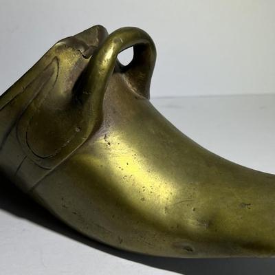 Antique Scarce 19th Century Brass/Bronze Horse Riding Shoe Stirrup 9" Long in Good Preowned Condition as Pictured.