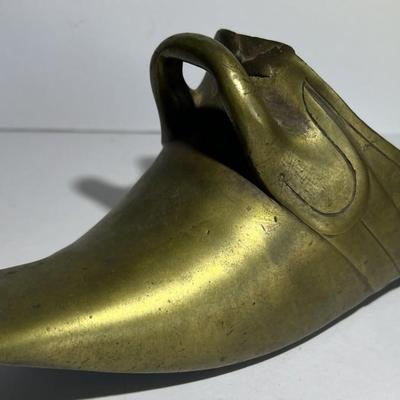 Antique Scarce 19th Century Brass/Bronze Horse Riding Shoe Stirrup 9" Long in Good Preowned Condition as Pictured.