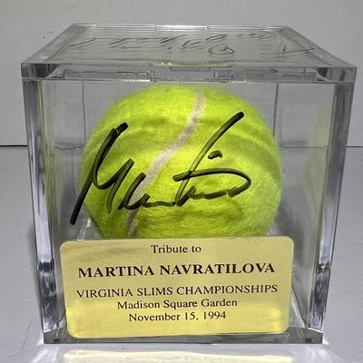 Martina Navratilova Signed Tennis Ball Case at the 1994 Virginia Slims Championship Games as Pictured.