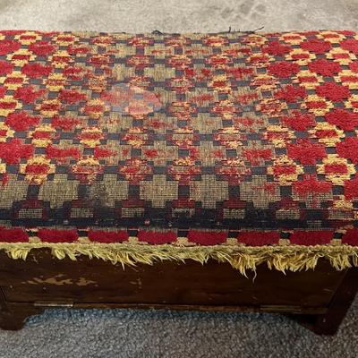 Antique Hand Made Foot Ottoman Early 1900's w/Secret Compartment and Made from an Explosive Wooden Box. See Pictures.