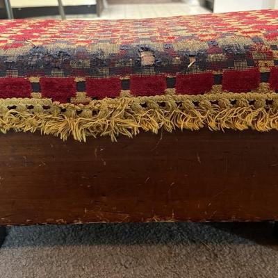 Antique Hand Made Foot Ottoman Early 1900's w/Secret Compartment and Made from an Explosive Wooden Box. See Pictures.