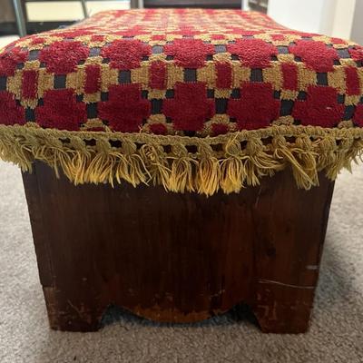 Antique Hand Made Foot Ottoman Early 1900's w/Secret Compartment and Made from an Explosive Wooden Box. See Pictures.