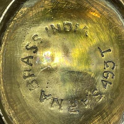 2-Vintage/Antique Brass Hand Etched Made in India Bowls Heavy Gauge Brass in Good Preowned Condition.