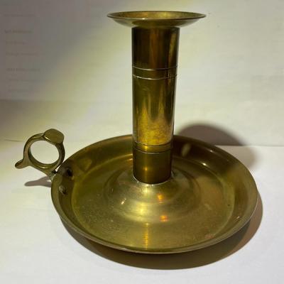 Antique Brass Finger Candle Holder 4.5" Tall in VG Preowned Condition.