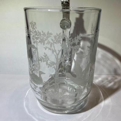 Made in France Beer Mug/Stein w/Ducks Etched Glass Scenes and No Cover/Lid as Pictured.