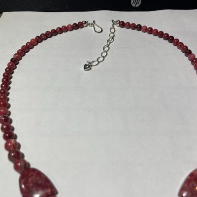 Jay King (DTR) Sterling Silver New Never Used Fashion Red Rhodonite Bead 19"-23" Adjustable Necklace Preowned from an Estate....